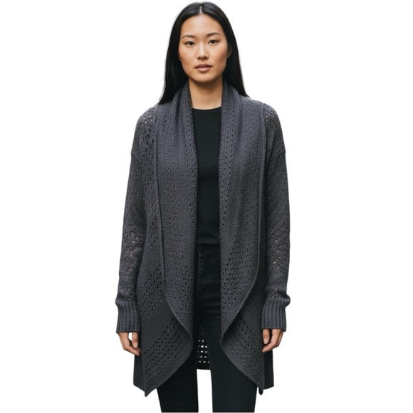Gaiam Dark Grey Yoga Open Front Cardigan Sweater Size M - Picture 1 of 8